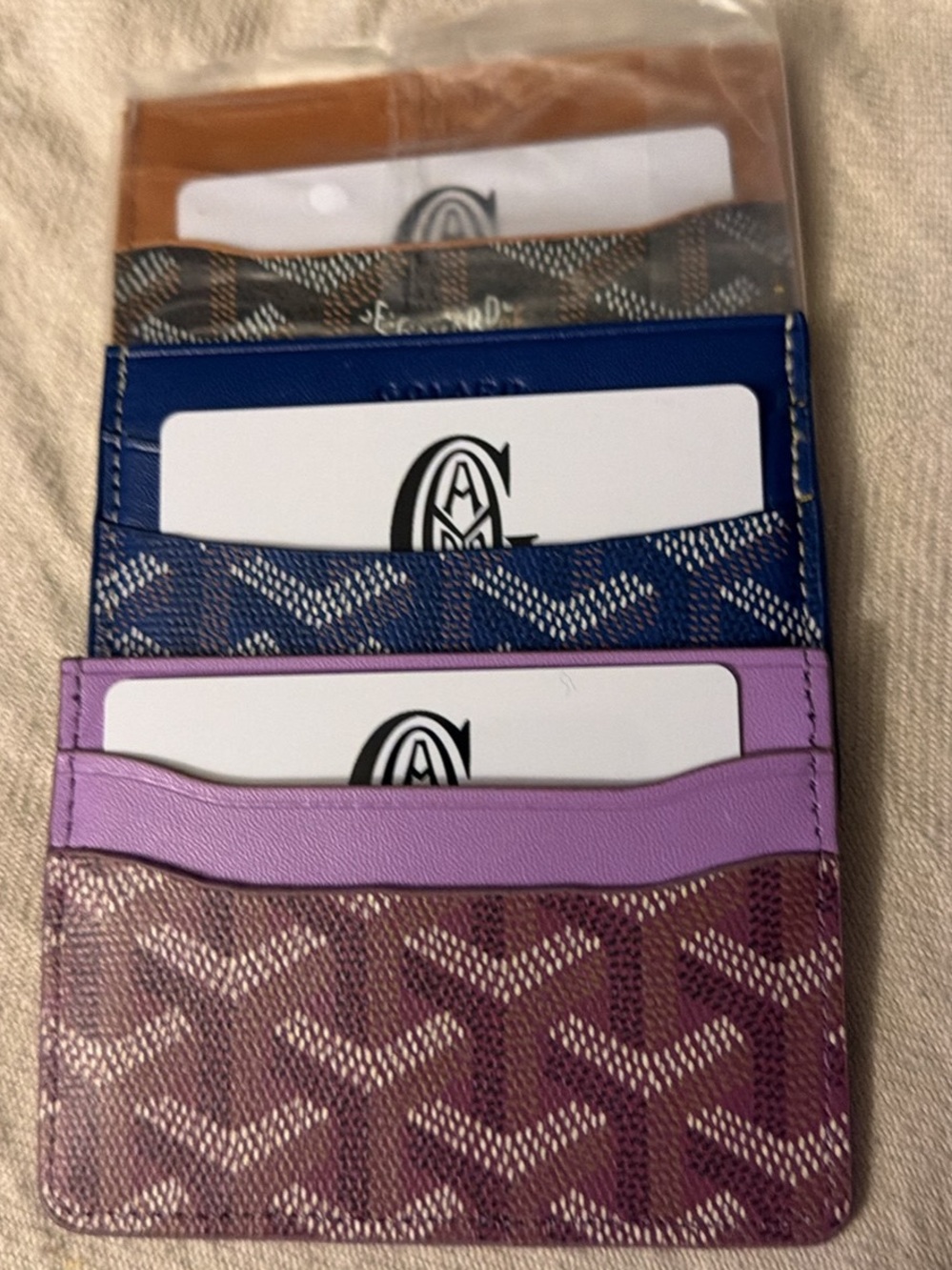 Leather Card Holder in Purple and Lavender - Women Accessories